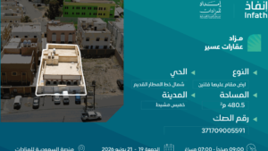 2-أرض مقام عليها فلتين بمساحة 480.5 م² في مدينة خميس مشيط