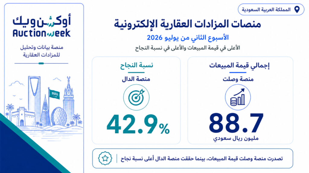منصة وصلت تتصدر إجمالي قيمة المبيعات.. والدال الأعلى في نسبة النجاح خلال الأسبوع الثاني من يوليو 2026
