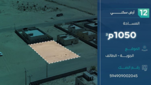 12- أرض سكنية – الطائف – الجوبة – صك رقم: 594909002045 – قطعة رقم : 8813