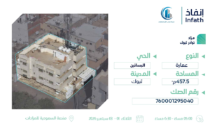 4-عمارة – البساتين بمساحة 457.5 م² في مدينة تبوك