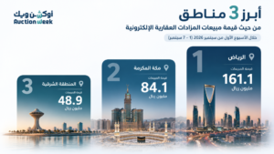 357.5 مليون ريال مبيعات المزادات العقارية الإلكترونية في المملكة خلال أسبوع