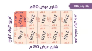 28-قطعة أرض 2147 بلك رقم(186)بمساحة 786.9م2 حي الورود