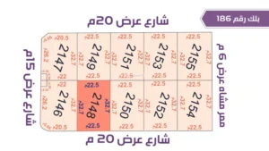 29-قطعة أرض 2148 بلك رقم(186)بمساحة 735.75م2حي الورود