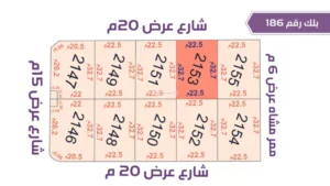 34-قطعة أرض 2153 بلك رقم(186)بمساحة 735.75م2حي الورود