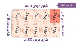 36-قطعة أرض 2155 بلك رقم(186)بمساحة 735.75م2حي الورود