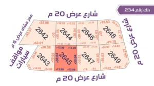 56-قطعة أرض 2645 بلك رقم(234)بمساحة 816.31م2حي الورود