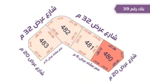 61-قطعة أرض 480 بلك رقم(39)بمساحة 867.58م2 حي الورود