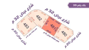 62-قطعة أرض 481 بلك رقم (39) بمساحة 900م2 حي الورود