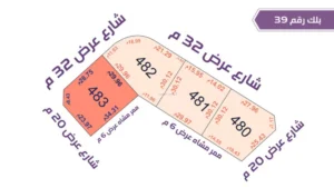 64-قطعة أرض 483 بلك رقم(39)بمساحة 1013.74م2حي الورود