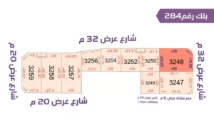 68-قطعة أرض 3248 بلك رقم(284)بمساحة 1140.8م2حي الورود