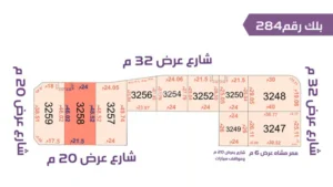 75-قطعة أرض3258 بلك رقم(284)بمساحة 1158.23م2حي الورود