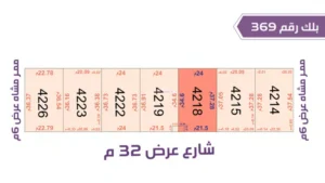 102-قطعة أرض 4218 بلك رقم(369)بمساحة 886.29م2حي الورود