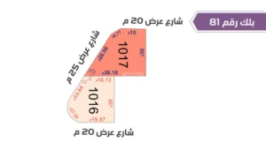 115-قطعة أرض 1017 بلك رقم(81)بمساحة 871.59م2 حي الورود