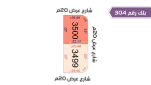 117-قطعة أرض 3500 بلك رقم(304)بمساحة 624.88م2حي الورود