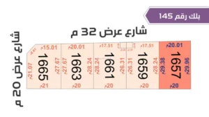 118-قطعة أرض 1657 بلك رقم(145)بمساحة 593.4م2 حي الورود