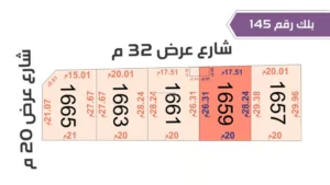 119-قطعة أرض 1659 بلك رقم(145)بمساحة 575.65م2حي الورود
